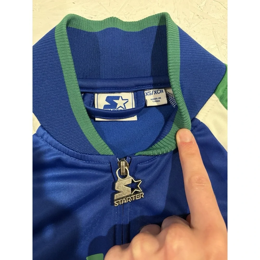 Starter Seattle Seahawks Throwback Mens Sz XS‎ Blue Green Full Zip Jacket Pocket